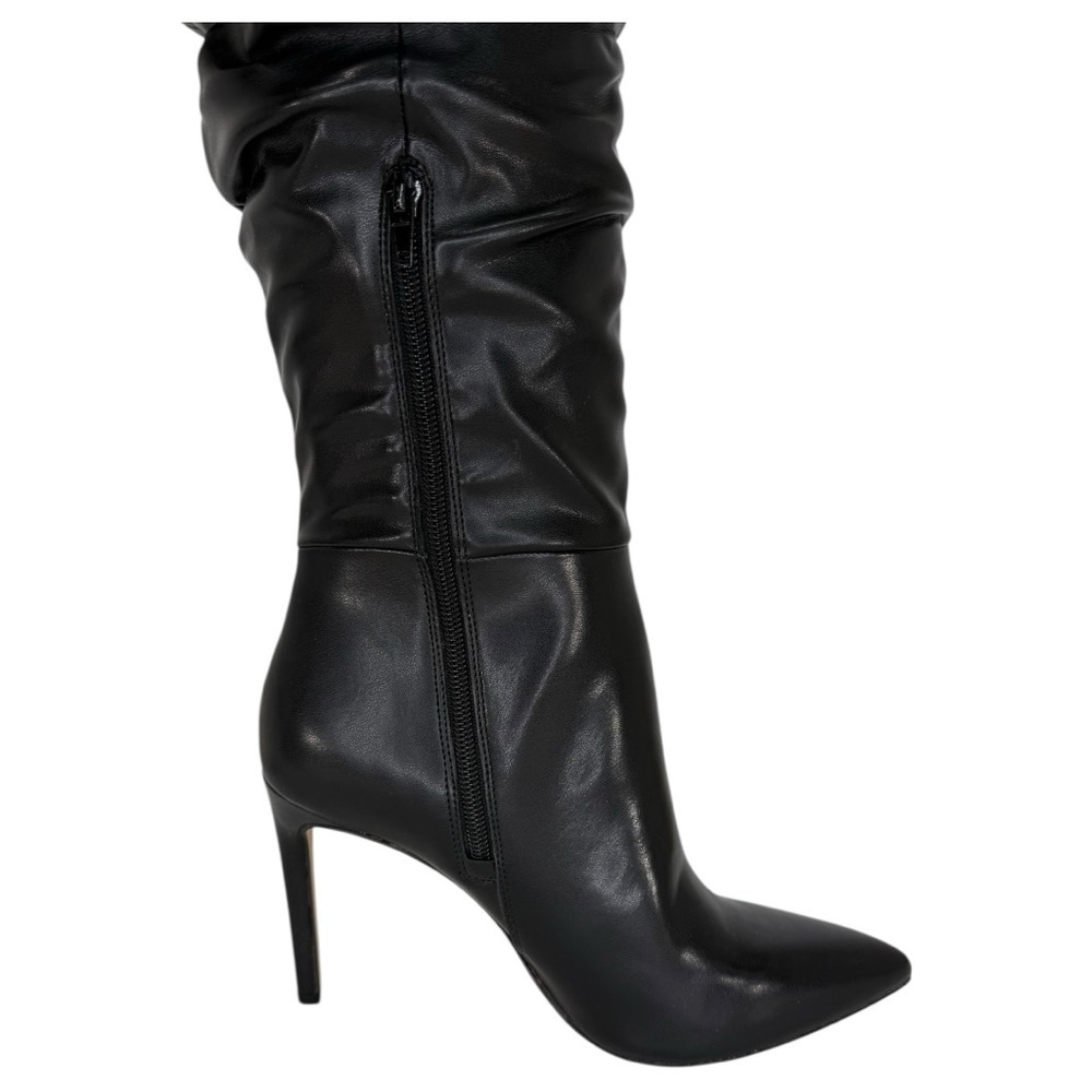 INC Iyonna Black Faux Leather Ruched Shaft OTK Heeled Womens Boots Size 8M - Picture 8 of 12